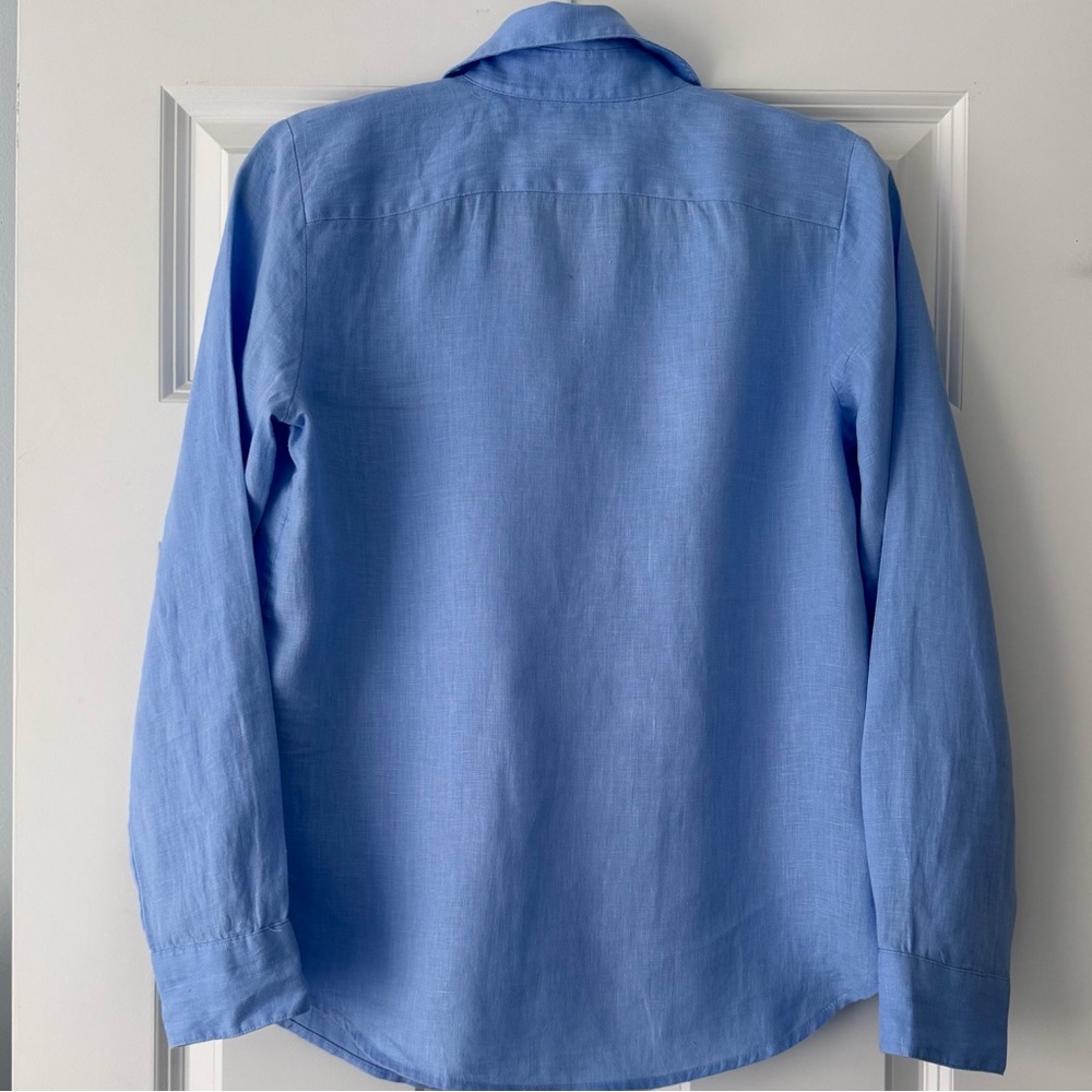 Banana Republic Woman’s Blue 100% Linen Button Down Top XS - Picture 2 of 4